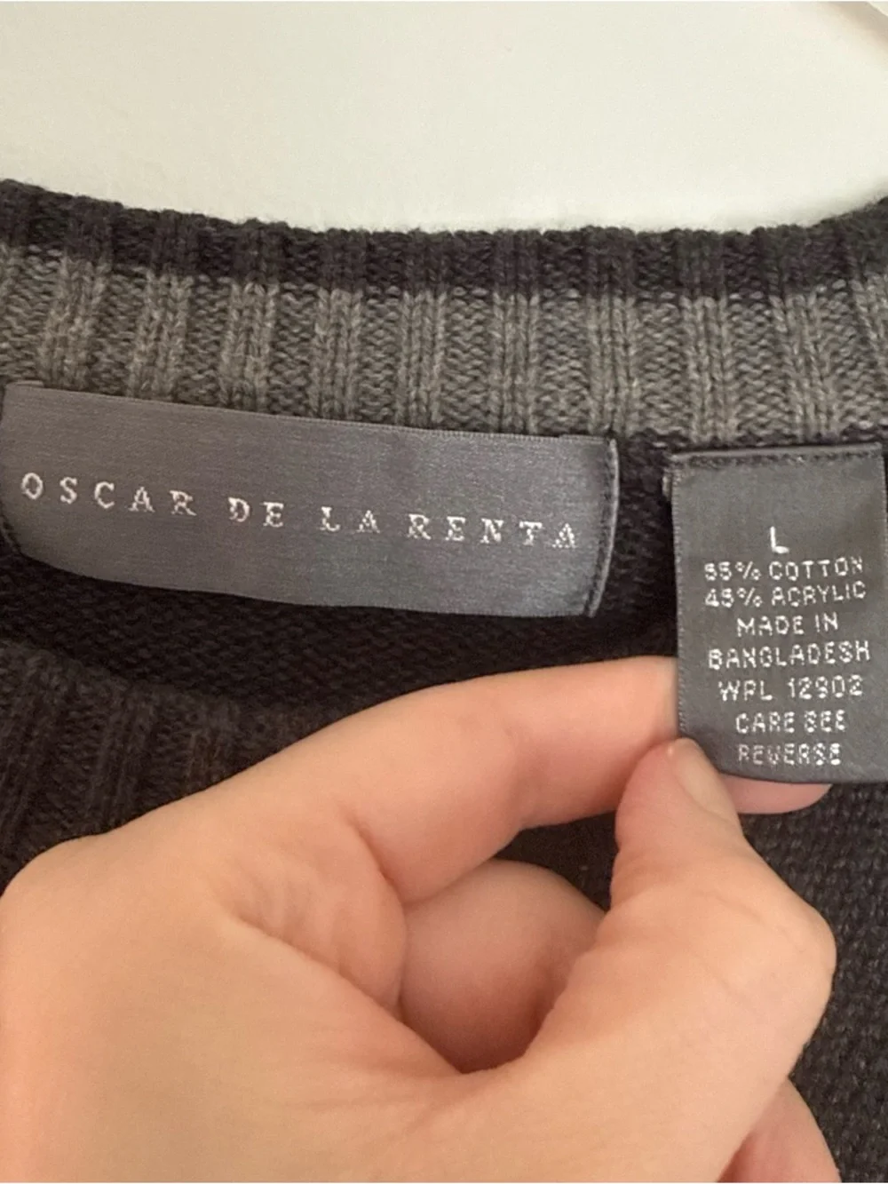 Oscar de la Renta Men's Charcoal Cable-Knit Crewneck Sweater